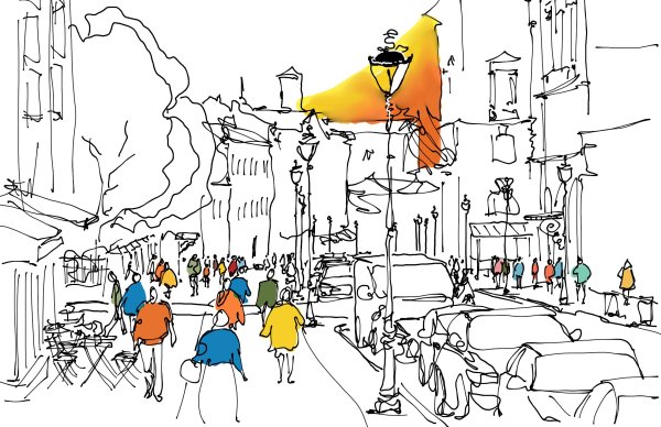 Городской пейзаж рисунок