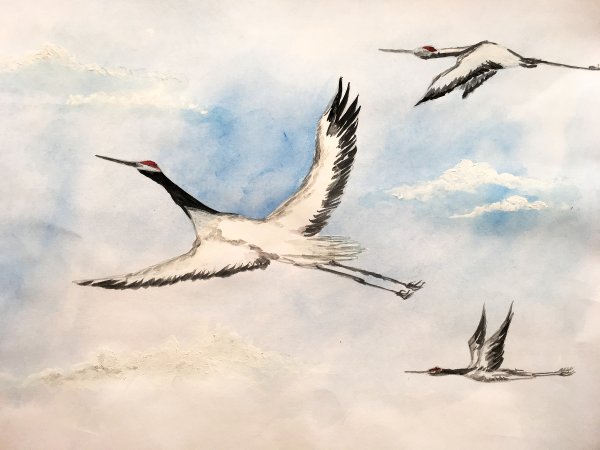 Журавль рисунок