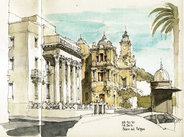 Архитектура Испании зарисовка скетч