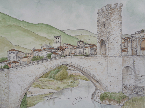 Бесалу акварель