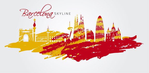 Барселона силуэт города
