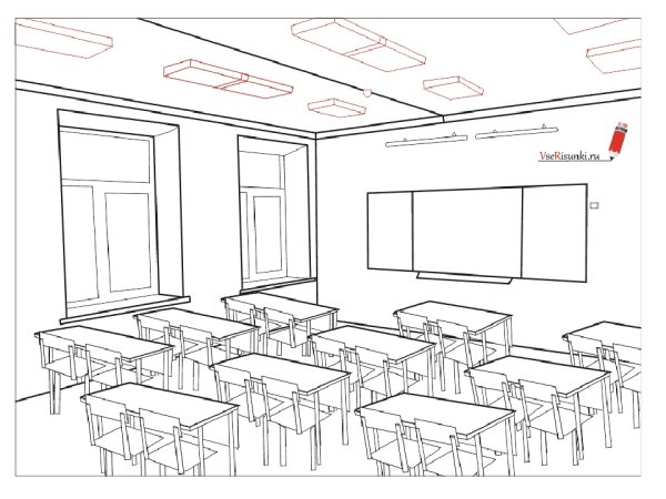 Школьный класс карандашом