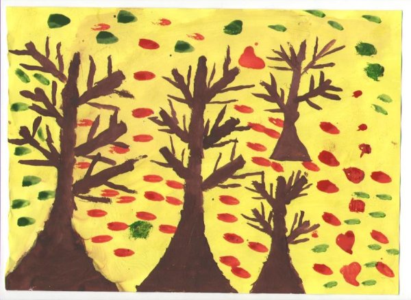 Аппликация осенний пейзаж с насекомых