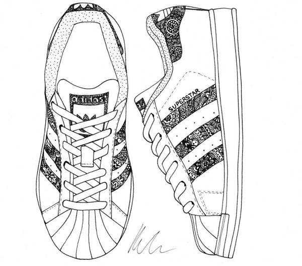Раскраска кроссовки адидас