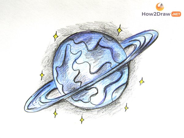 Планеты рисунок карандашом цветным
