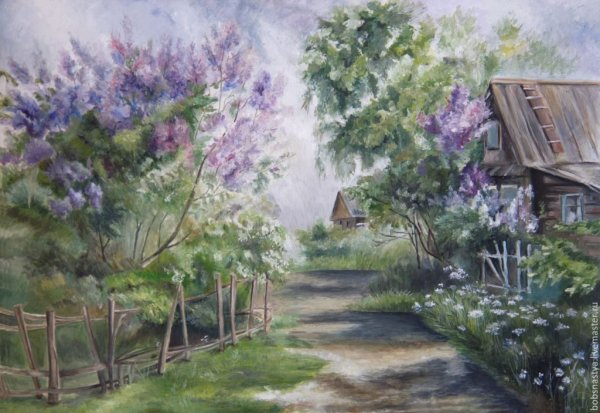 Пейзаж с сиренью в живописи