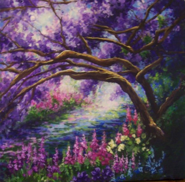 Пейзаж сад фиолетовый