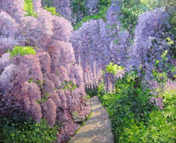 Пейзаж сад Глициния
