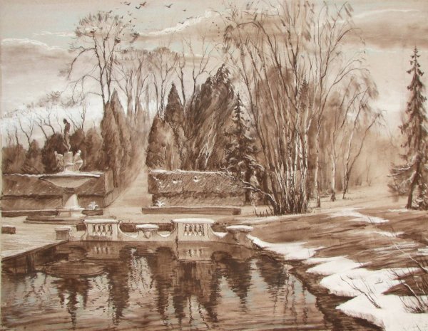 Пейзаж сепия