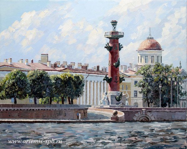 Ростральная колонна в Санкт-Петербурге силуэт