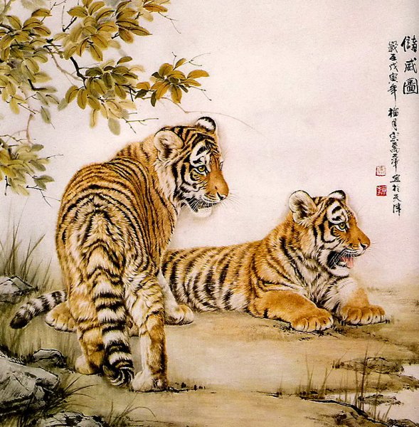 Гохуа китайская живопись тигр