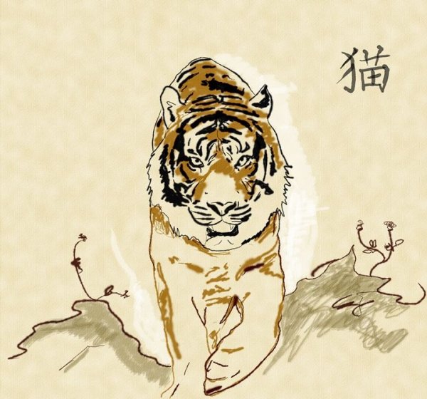 Тигр в китайском стиле