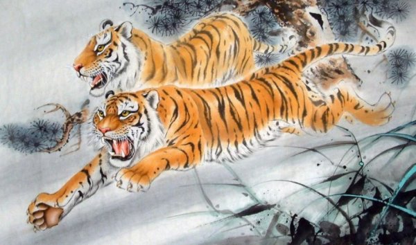 Тигр живопись Китай