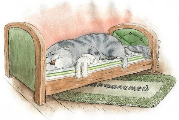 Спящие коты рисунок