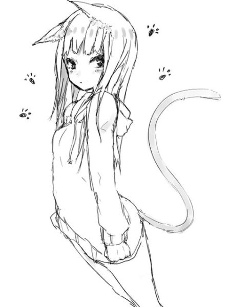 Раскраски аниме девушек кошек