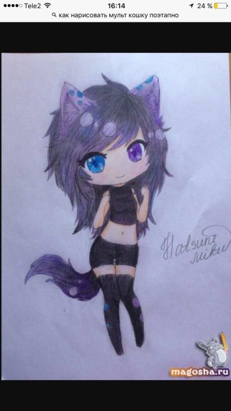 Девочка с кошкой рисунок