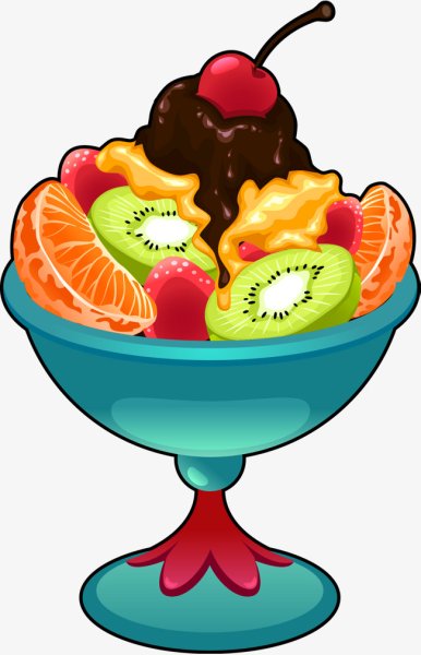 Фрукты на тарелке мультяшные