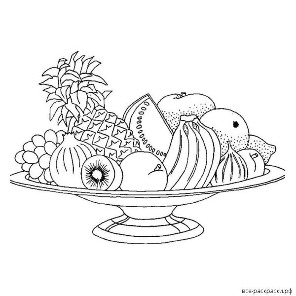 Ваза с фруктами раскраска
