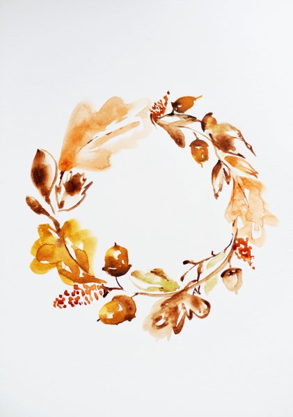 Осенний венок акварель