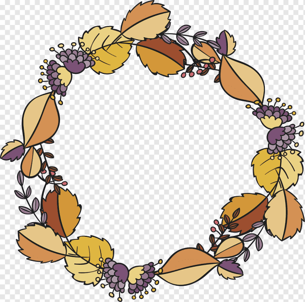 Осенний венок для раскрашивания