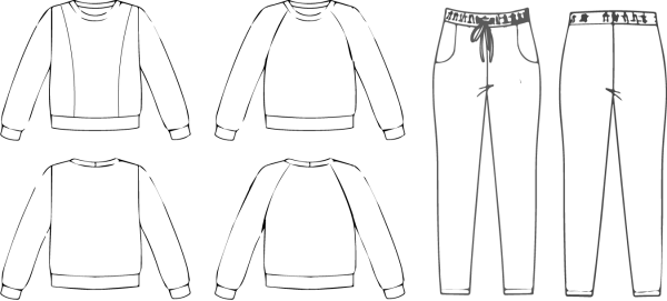 Спортивный костюм вектор вид сзади и спереди
