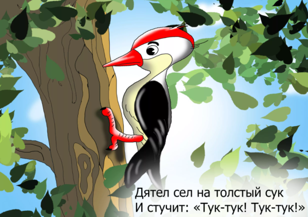 Дятел рисунок