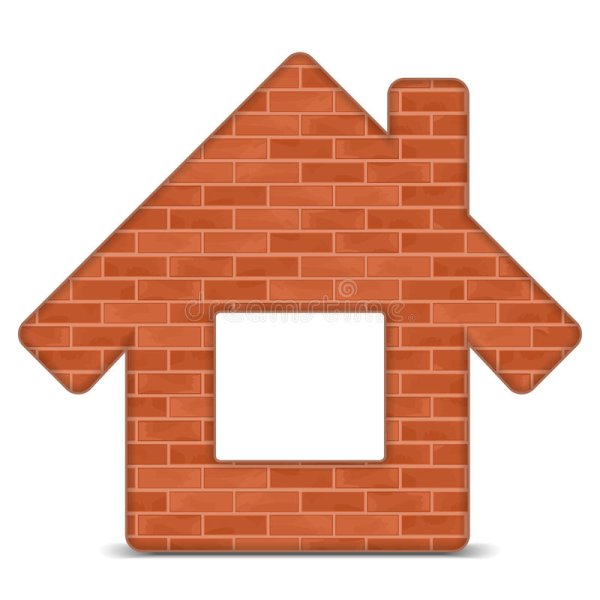 Кирпичный дом на прозрачном фоне