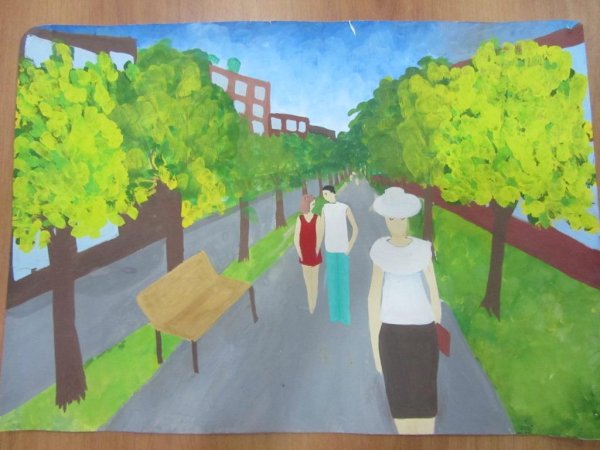 Мальчик переводит бабушку через дорогу рисунок