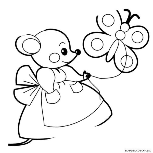 Раскраска для девочек мышонок