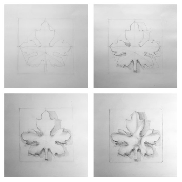 Гипсовая розетка трилистник сбоку