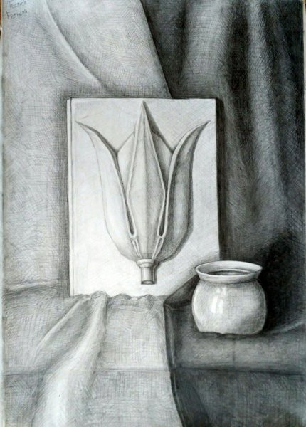 Гипсовая розетка пятилистник Академический рисунок