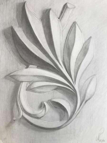 Рисование гипсовой розетки трилистник