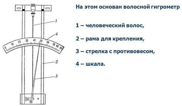 Приборы для измерения влажности волосяной гигрометр