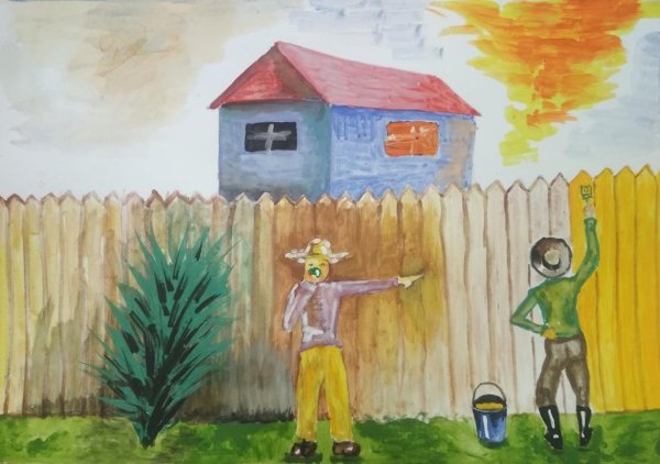 Иллюстрация к рассказу приключения Тома Сойера лёгкая