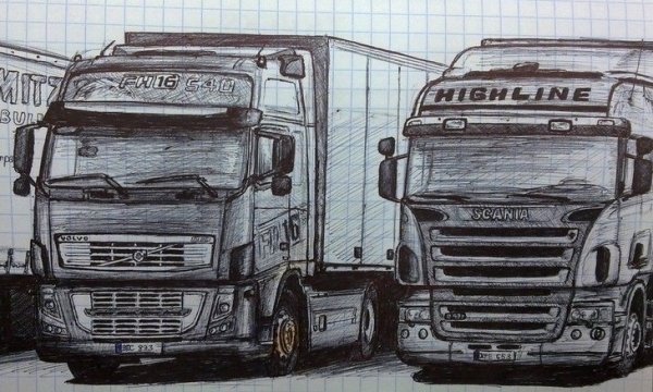 Фура рисунок карандашом