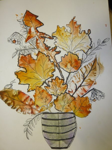 Монотипия осенний букет