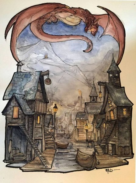 Толкиен акварели Смауг