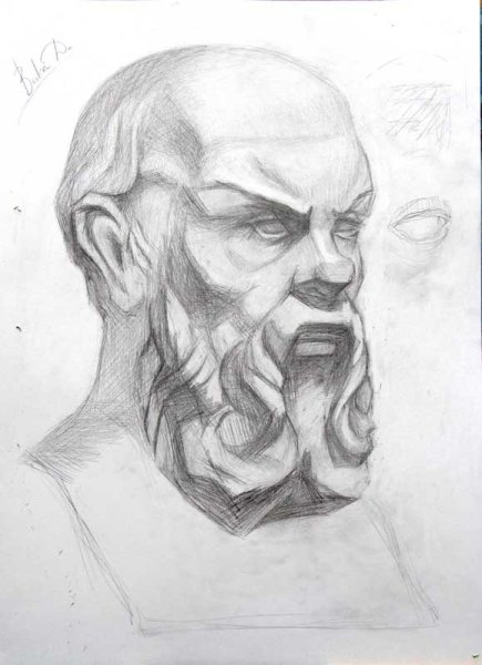 Академический рисунок головы Сократа Косыгина