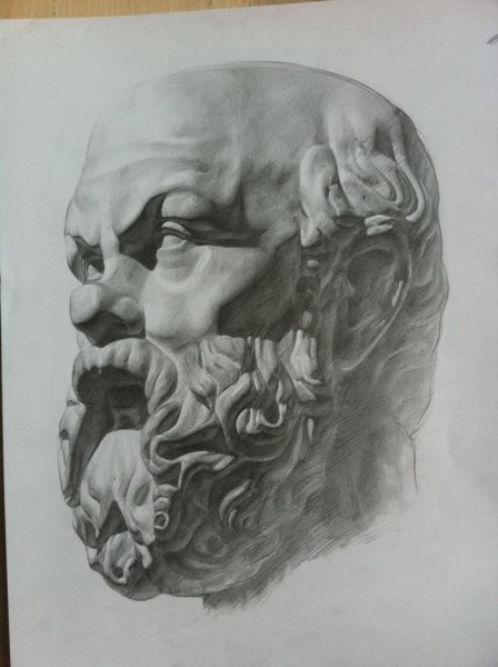 Академический рисунок гипсовой головы Сократа