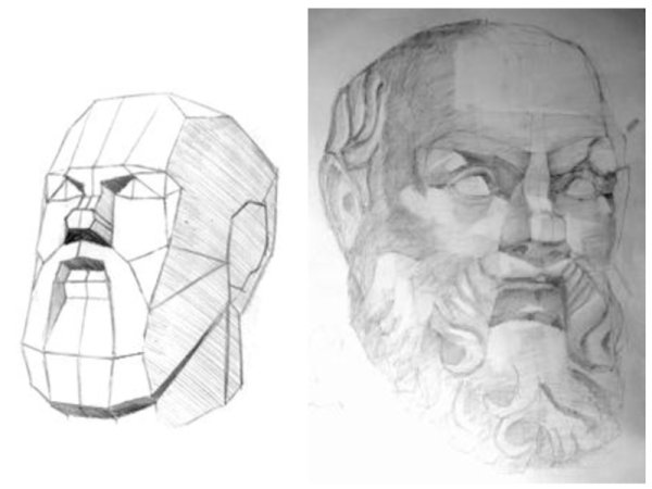 Сократ рисунок гипсовой головы