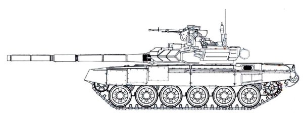 Танк т-90 сбоку чертеж