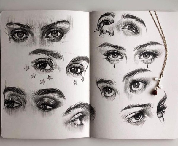 Глаза в разных стилях карандашом