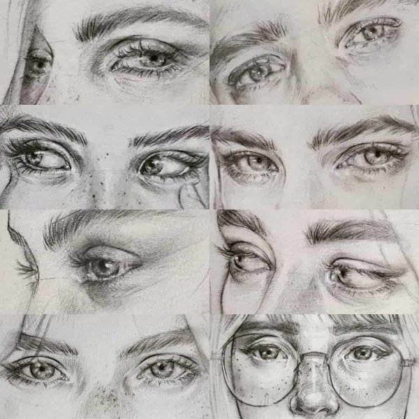 Скетчи глаз карандашом