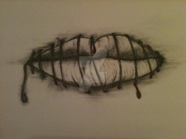 Рисунки девочка с зашитым ртом