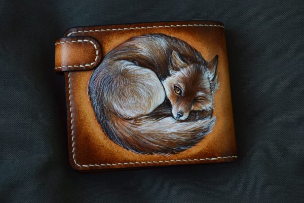 Кошелек с лисенком кожаный