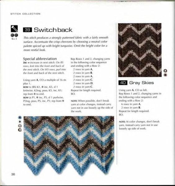 Узор Шеврон зигзаг спицами схема