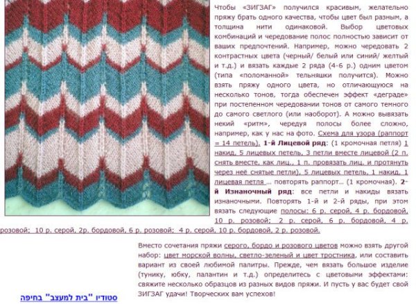 Вязание спицами узоры зигзаги со схемами