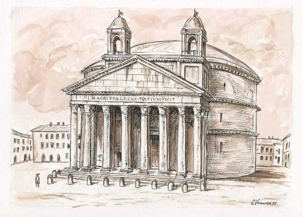 Пантеон в древнем Риме зарисовки
