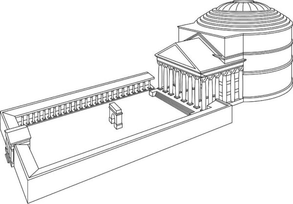 Храм Пантеон в Риме рисунок