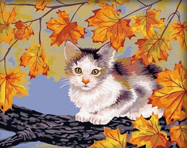 Картина по номерам кот на ветке